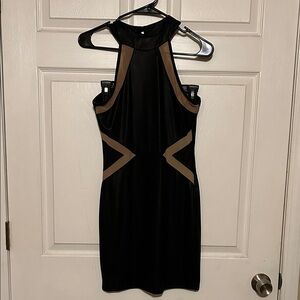 Charlotte Russe Black Mini Dress with Taupe Contrast Panels